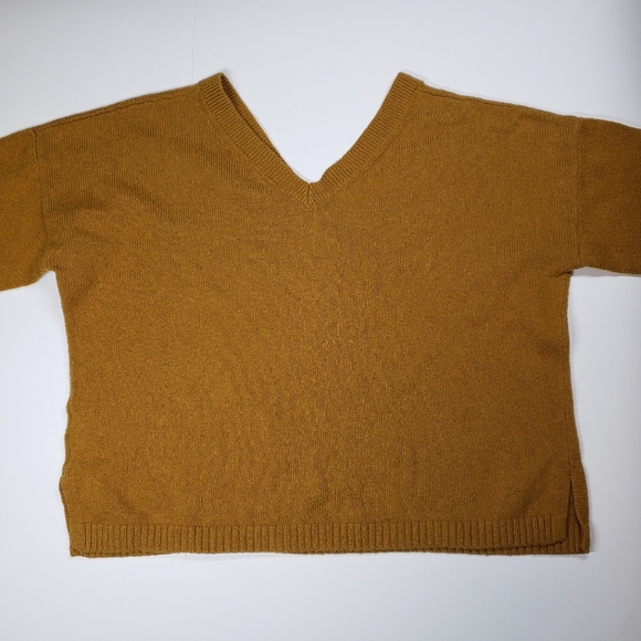Madewell Double V-Neck Oversized Sweater Mustard size medium - Picture 4 of 10